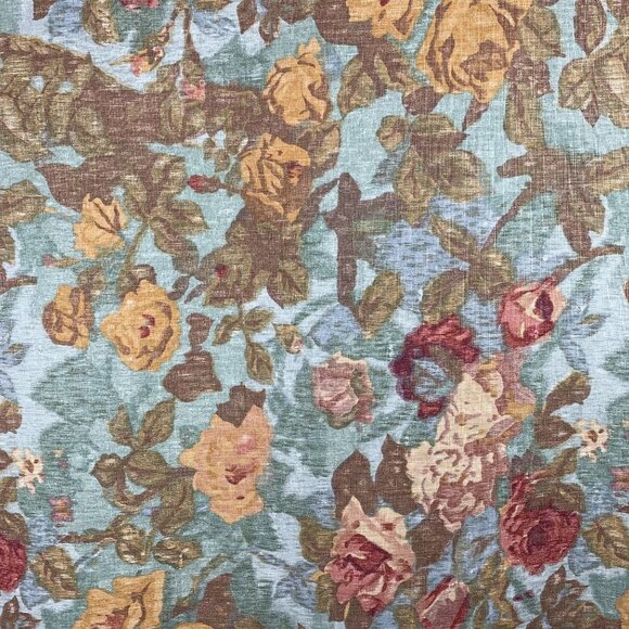 Mulberry Home England Secret Garden Cabbage Roses Floral Fabric Linen 2.5 Yards - Picture 6 of 14